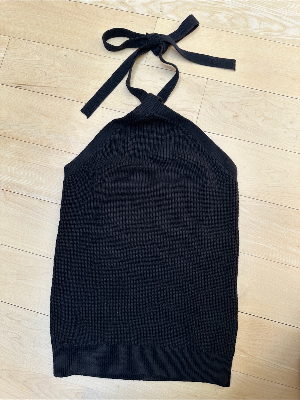 J. Crew Black Ribbed Knit Halter Tie Top